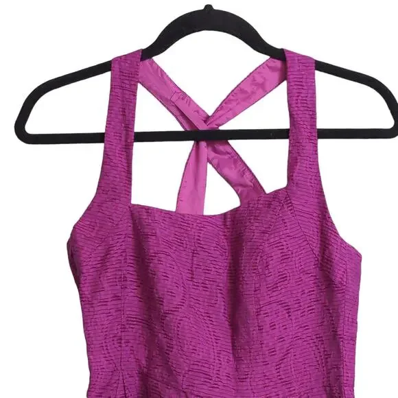 Nanette Lepore Womens Sundress Purple Paisley Lined Midi Pockets Textured 0 - Picture 3 of 11